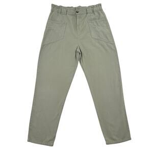 ba&sh Cotton Linen Utility Pants Relaxed Straight Leg Crop High Rise Paper Bag